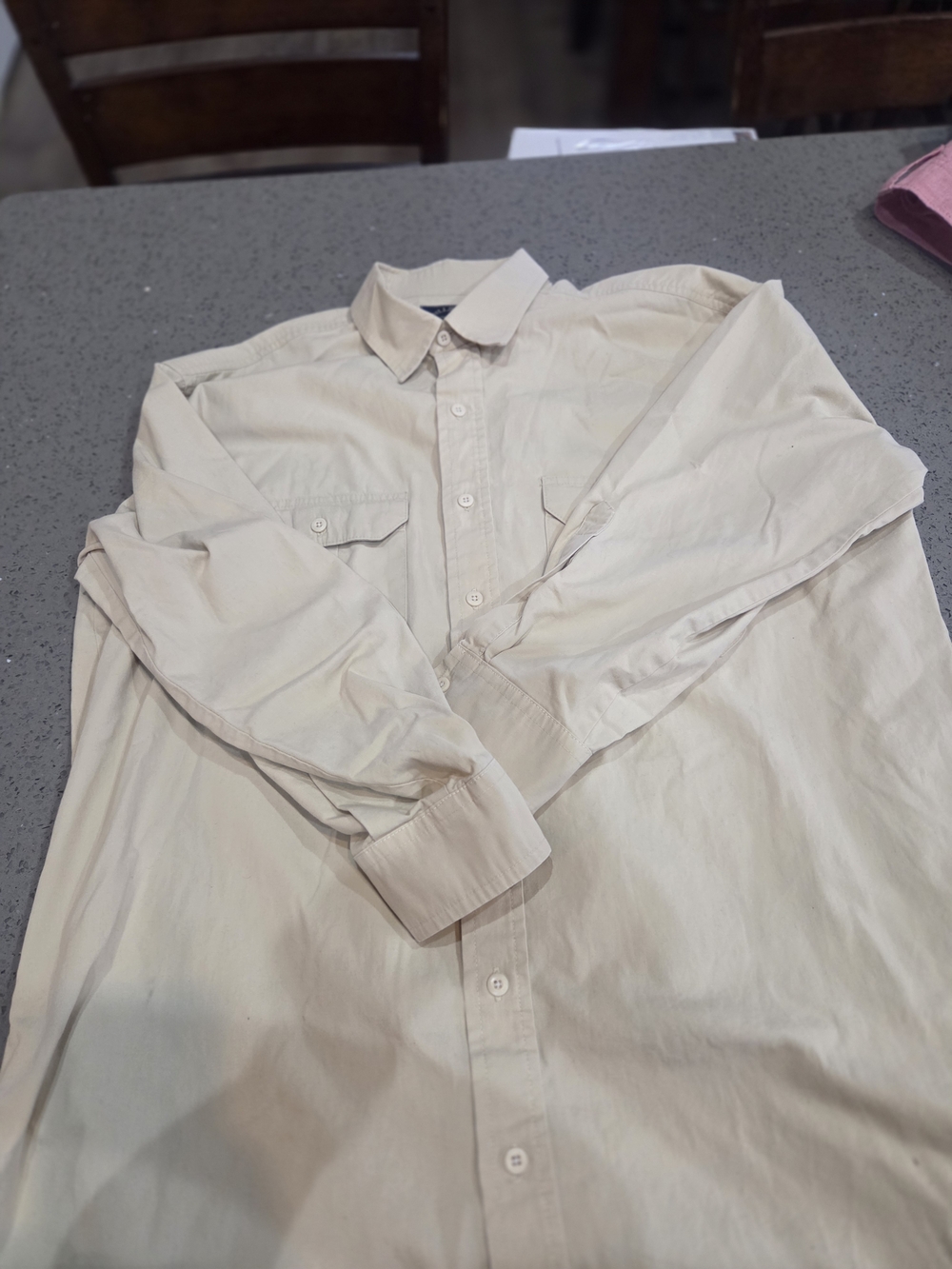 Men's Casual Long-Sleeve Button-Down Shirt - Cream
